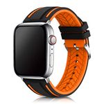 Narako Compatible with Apple Watch Bands 41mm/40mm/38mm 49mm/45mm/44mm/42mm Silicone Divers Model Replacement Rubber Sport Watch Strap for iWatch Series 9/8/7/6/5/4/3 Ultra/SE Bicolor for Men and Women (Orange, 49mm/45mm/44mm/42mm)