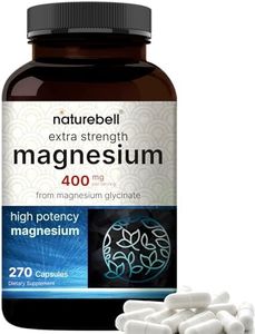 NatureBell Magnesium Glycinate 400mg, 270 Capsules - 100% Chelated for Max Absorption - Bioavailable Mineral Supplement for Muscle, Joint, Enzyme, & Heart Health (90 Servings)