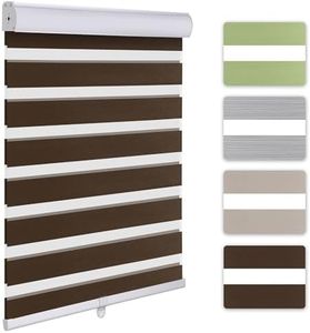 YOOFEN Horizontal Window Blinds Dual Layer Zebra Roller Shades for Windows Cordless Day Night Blinds Custom That Can Be Upgraded to Motorized Light Filtering Sheer Shades for Home.Coffee,Any Size