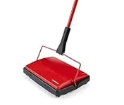 Casabella Floor & Carpet Sweeper Manual Non Electric Cleaner - Red