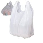 Carry-Out Plastic Bag-White Plain T-Shirt Bag 11.5"x6.5"x21.5" 0.5ml (White, 100 bags/bundles)