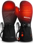 Heated Mittens Gloves for Women Men 7.4V 22.2WH 3000mAh Electric Rechargeable Waterproof Ski Gloves for Winter Work Skiing Snowboarding(Black,S)