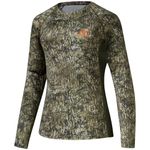 BASSDASH Women’s Camo Hunting Shirt Long Sleeve UPF 50+ Sun Protection Performance Tee Fishing Hiking, Mossy Wood, Medium