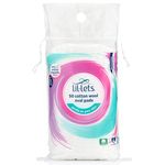 Lil-Lets Cotton Wool Oval Pads, 50 Count, Certified Organic, 100% Pure Cotton Wool, Extra Large, Soft and Absorbent, Gentle on Skin, Dermatologically Tested