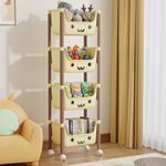 Kids Toy Organiser, Storage Organizer, Kids' Storage Chests, Toy Container, Toy Box, Children Storage Rack, Nursery Shelf, Portable Baby Activity Rack, Playroom, Nursery (4-Tier)