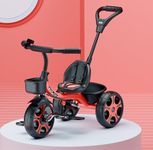 KIDSMATE® Junior Plug N Play Kids/Baby Tricycle with Parental Control, Storage Basket, Cushion Seat and Seat Belt for 12 Months to 48 Months Boys/Girls/Carrying Capacity Upto 30 Kgs (Red)
