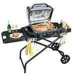 GRISUN Portable Grill Cart for Ninja Woodfire Grill OG700 Series, Folding Outdoor Grill Stand for Ninja OG701, Pit Boss 10697/10724, 22" Blackstone,Traeger Ranger Griddle with Table Shelf and Basket