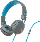 JLab Studio On-Ear Headphones, Wired Headphones, Gray/Blue, Tangle Free Cord, Ultra-Plush Faux Leather with Cloud Foam Cushions, 40mm Neodymium Drivers with C3 Sound