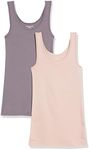 Amazon Essentials Women's Slim-Fit Tank, Pack of 2, Blush/Mauve, Medium