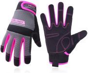 Women Utility Work Gloves, UltraLight Safety Work Gloves with Extensive Palm Protection, Mechanic Gardening Construction DIY Work Gloves with Touchscreen indoors & outdoors (Medium, Pink)