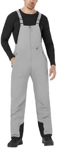 WULFUL Mens Insulated Snow Bibs Waterproof Winter Ski Pants Snowboarding Overalls, Dark Grey