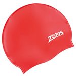 Zoggs Adult Swimming Caps, Comfortable Adult Swimming hat, Non-Slip lining Adult Swimming Hat, Shaped Swimming Cap, Chlorine Beating Zoggs Swim Cap (One Size), Red