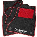 Car Mats FOR Hyundai Santa Fe HYBRID (7 Seater) 2021+ Charcoal Carpet & Red Ribbed Trim + Red Rectangle Heel Pad [SAPP-2614]