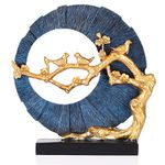 DOVDOV Bird Sculpture Decoration Golden Home Decoration Sculpture Bird Resin Sculpture Home Decoration Blue Gold Living Room Decoration Porch Sculpture (Magpie Good News Dish [Blue])