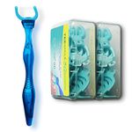 TEEsmile Evolutionary Clean Dental Flossers, Kit of Handle(s) Plus Refillable Heads (1 Mid-Length Handle, 100 Extra Strength Refills)