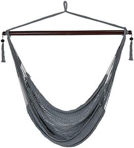 Sunnydaze Caribbean XL Hanging Outdoor Hammock Chair - Soft-Spun Polyester Rope - 300-Pound Capacity - Gray