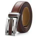 Nelbons Men's Belt width 3.0cm 1 1/8 inch, Leather Ratchet Belt for Men with Slide Buckle,Trim to Fit