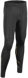 2XU Men's MCS Cross Training Compression Tights - Enhanced Workout Pants, Improved Recovery - Black/Gold - Size Medium