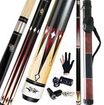 Tai ba cues 2-Piece Pool cue Stick + Hard Case, 13mm Tip, 58", Hardwood Canadian Maple Professional Billiard Pool Cue Stick 18,19,20,21,22 Oz Pool Stick (Selectable)-Blue, Black, Red, Gray, Green