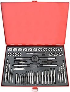 Gunpla 48 Pièces Jeu de Tarauds et Filières Métriques Robustes en Acier Allié au Tungstène Filetage Outils de Coupe Ensemble Kit de Filetages de Foret Conique avec Etui de Rangement en Métal Rouge