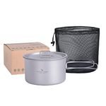 iBasingo Camping Cooking Pot Outdoor Titanium Cookware Sauce Pot Solo Hot Pot Lightweight Portable Travel Saucepan Cooking Kit Backpacking Equipment (1.4L Ti2106C)