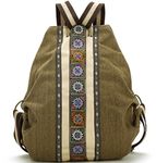 Goodhan Women Canvas Backpacks Daypack Casual Shoulder Bag, School Bag Laptop Backpack, Army Green, One_Size