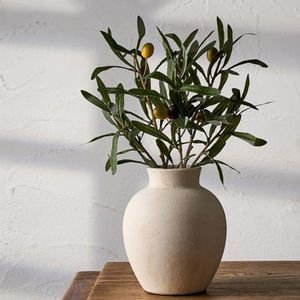 SIDUCAL Ceramic Decorative Flower Vase | 6 Inch Pottery Rustic Farmhouse Vase | Boho Vase for Home Decor | Terracotta Vase for Table, Living Room, Bathroom, Shelf, Mantel Decoration, White