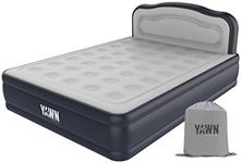 YAWN AIR Bed - Self-inflating Airbed King Size - Great Guest Bed, Camping Mattress - Built-in Pump & Headboard - Grey Fabric Material - Available in UK Single, Double and King