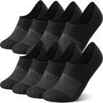 CS CELERSPORT 8 Pairs No Show Socks Womens and Mens Athletic Cushioned Ankle Low Cut Invisible Non Slip Socks Black,Medium