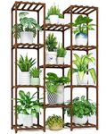 Bamworld Plant Stand Indoor Outdoor Tall Plants Shelf for Multiple Plants Pots Wood Flower Stand Large 11 Pots Plant Holder for Living Room, Patio, Balcony, Garden