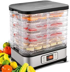 Meykey Deshidratador con regulador de temperatura, deshidratador para alimentos, carne, frutas, verduras con temporizador, deshidratador, sin BPA (8 niveles/400 W)