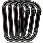 EZYA Carabiner Clip, 860lbs, 3" Heavy Duty Carabiner, D Ring Hooks - Keychains, Camping, Hiking Accessories, Caribiniers for Dog Leash, Hammocks, Yoga Swing, Gym etc, Black, 4PCS