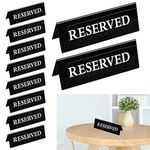 YIQXKOUY 10 Pack Acrylic Black Reserved Sign Reserved Table Tent Signs Double-Sided Reserved Seat Signs for Wedding Restaurant Birthday Business Office Meeting Party Chairs