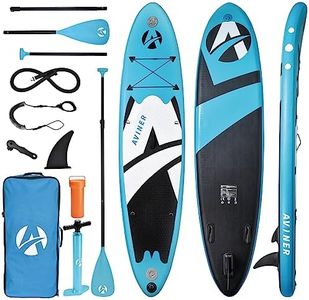 Aviner Tabla Paddle Surf Hinchable 150KG MÁX, Set Tablas para Jóvenes y Adultos, Sup Board 305×71×15 cm, Remo Ajustable, Mochila y Correa, Aleta Desprendible, Azul Claro