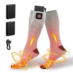 Heated Socks, Rechargeable Heated Socks for Men and Women, 3.7V 5000mAh Battery, Washable Electric Heating Socks with Adjustable Temperature for Winter Skiing, Skating, Hiking, Outdoor Sports (Grey)