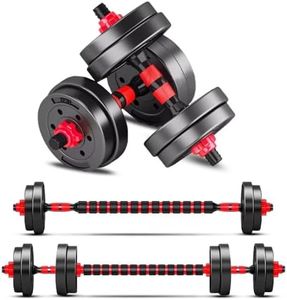 BCBIG Adjustable-Dumbbells-Sets,Free Weights-20lb(10lb*2) Dumbbells Set of 2 Convertible To Barbell A Pair of Lightweight for Home Gym,Women and Men Equipment