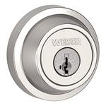 Weiser Elements Satin Nickel Round Deadbolt Lock, ANSI/BHMA Grade 3 Certified Front Door Lock, Kick Proof, Bump Proof & Anti-theft Exterior Door Lock with Key, Modern Door Locks for Entry Door