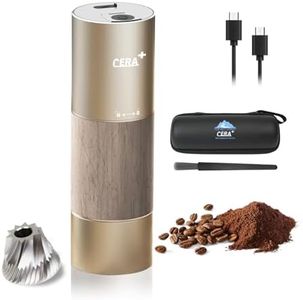 CERA+ Portable Burr Coffee Grinder Electric Espresso Grinder Machine Suitable for Travel,Camping,Hiking with Bag,Gold