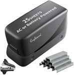 Craftinova Electric Stapler, 25 Sheet Capacity,Including 2000 Staples ，Jam Free Stapler，Professional and Home Office Stapler，Battery not Included，AC or Battery Powered.（Black）