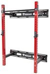 Fitvids 3” x 3” Wall Mounted Fold-in Power Cage Squat Rack with Adjustable Pull Up Bar and J Hooks - Space-Saving Home Gym