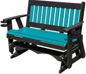 Ecommersify Inc 5FT Amish Glider Handmade in USA Poly Lumber Wood Mission Porch Glider with Cupholders HeavyDuty Everlasting PolyTuf HDPE No Wood fibers and 1000 lbs Limit,Stainless Steel Hardware