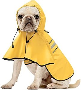 Ezierfy Reflective Dog Raincoat - Adjustable Waterproof Raincoat for Dogs, Lightweight Dog Hooded Slicker Rain Coat Poncho for Small to X- Large Dogs(Yellow, Medium)