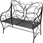 HLC 2 Seats Metal Garden Bench Clearance Outdoor Indoor Butterfly Bench Cast Iron with Armrests for Garden, Park,Yard, Patio, Porch