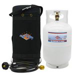 Flame King Gas Hauler Kit - Insulated Protective Carry Case, 10LB Propane Tank and Adapter Hose for Camping and Outdoor Adventures