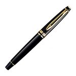 Waterman Expert Gold Trim Fountain Pen, Medium Nib (Blue)