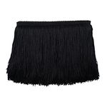 10 Yards Polyester Tassel Trim, 6 Inch/15cm Wide Sewing Fringe Trim, Black Fringe, Fringe Tassel Trim, for DIY Craft Latin Dress Lamp Shade Decoration