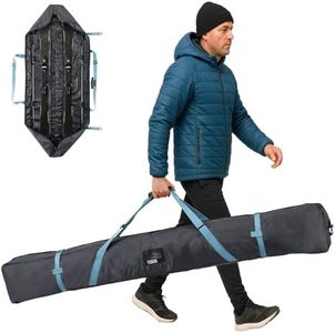 Tough Outfitters Ski Bag for Men Women - Ski Bag for 1 Pair of Skis Poles w Zipper - 2 Straps with Buckles & Carrying Handle