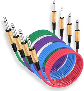 Augioth Guitar Cable 10 ft 4 Color Pack, Stage Electric Instrument Bass Cable AMP Cord 1/4 Straight to Straight