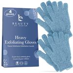 Exfoliating Gloves (2 Pairs, 4 Gloves) Heavy Exfoliating Glove for Dead Skin, Body Shower Scrubber, Shower Body Exfoliator Glove for Women & Men
