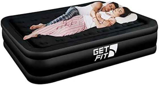 Get Fit Air Bed with Built In Electric Pump - Premium King Size - Blow Up Bed with 2 x Free Pillows - Elevated Inflatable Air Mattress for Outdoor, Camping, Tents - Black Mono